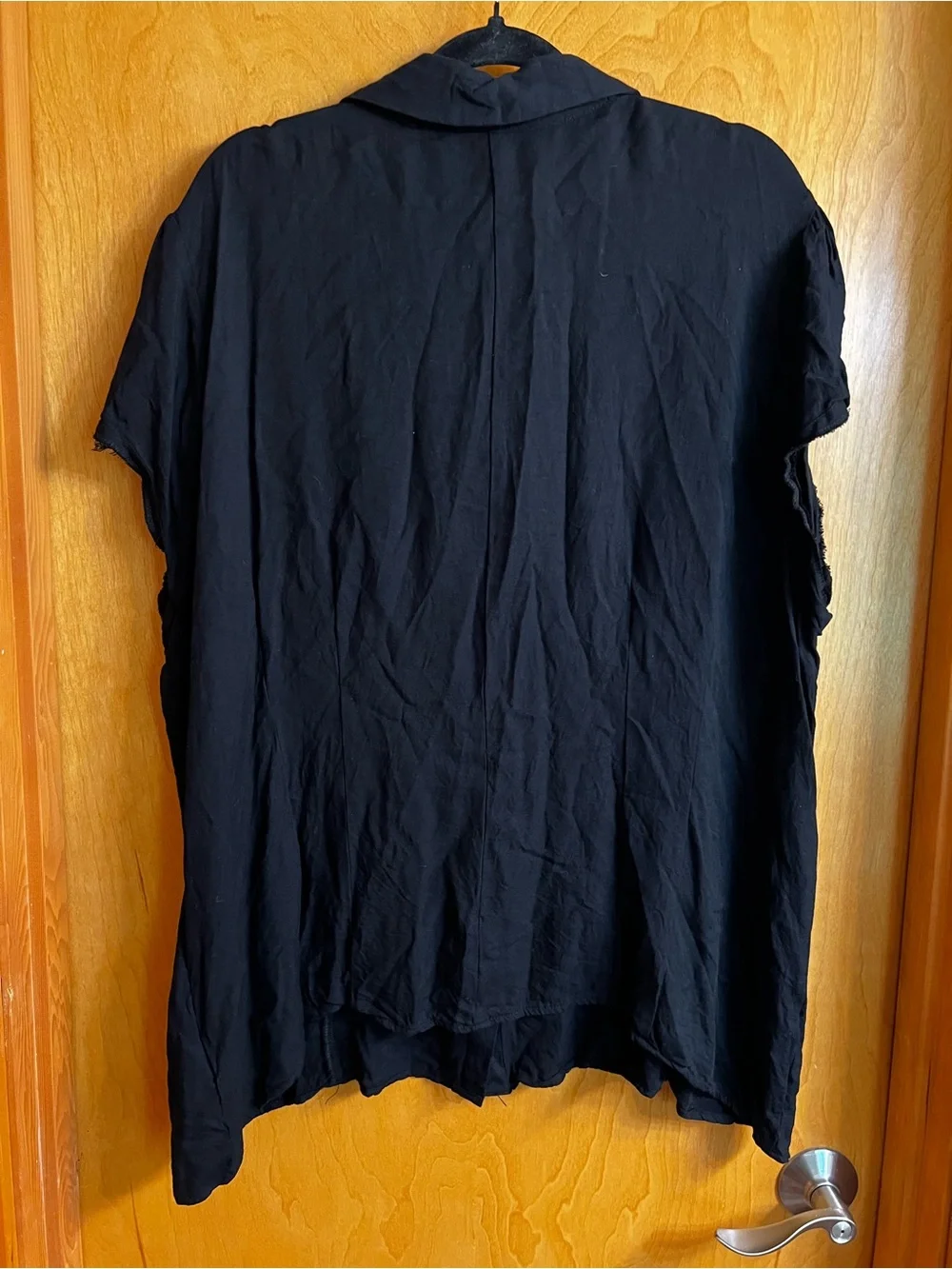 Hell Bunny Black Short-Sleeve Button-Down Shirt with Silver Grommets